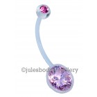Pregnancy Belly Bar with Pink Jewels